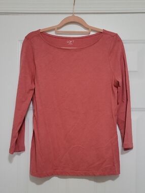 LOFT Long Sleeve Scoop Neck Top - Dusty Rose